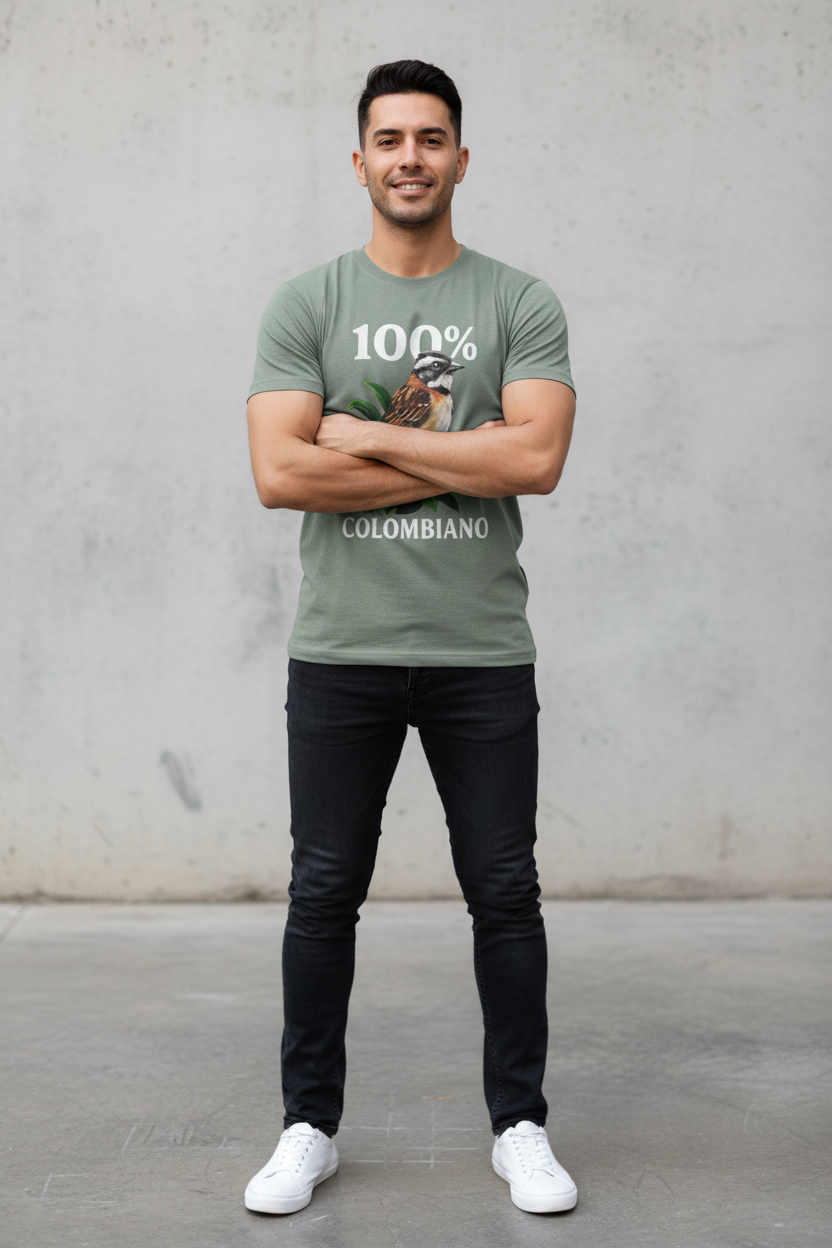 100% Colombiano - Camiseta Verde Gris