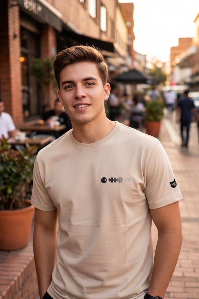 Camiseta Hombre Beige Sonora del Gato