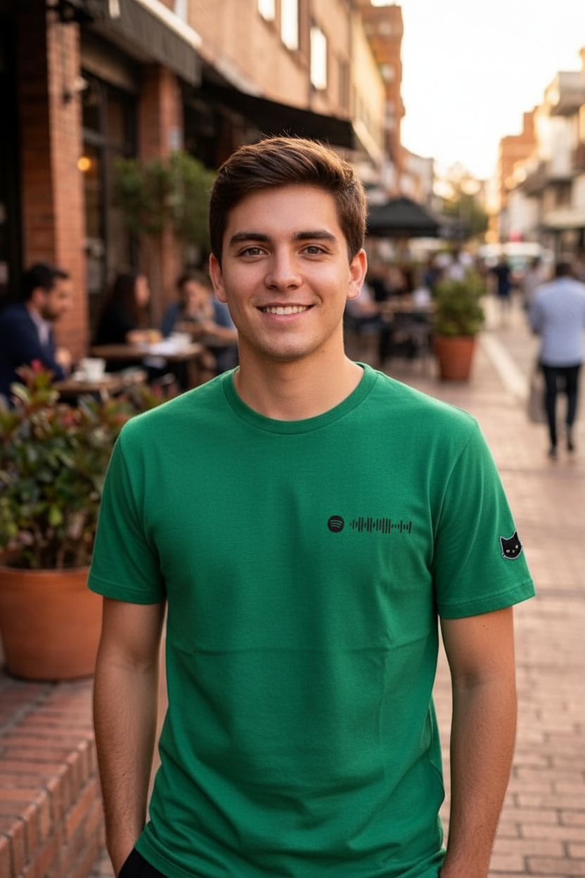 Camiseta Hombre Verde Sonora del Gato