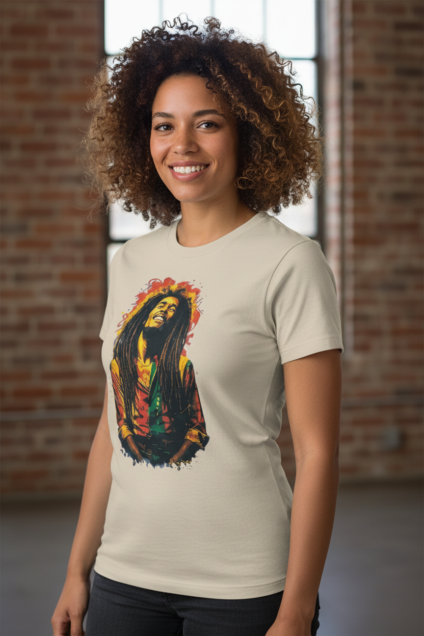 Camiseta Mujer Beige Bob Marley