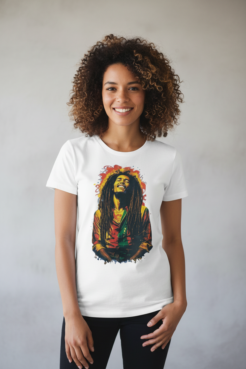 Camiseta Mujer Blanca Bob Marley