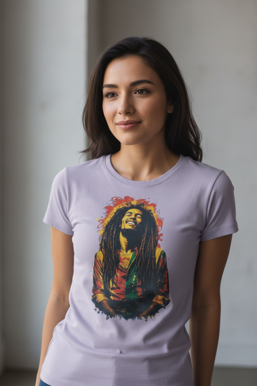 Camiseta Mujer Lila Bob Marley