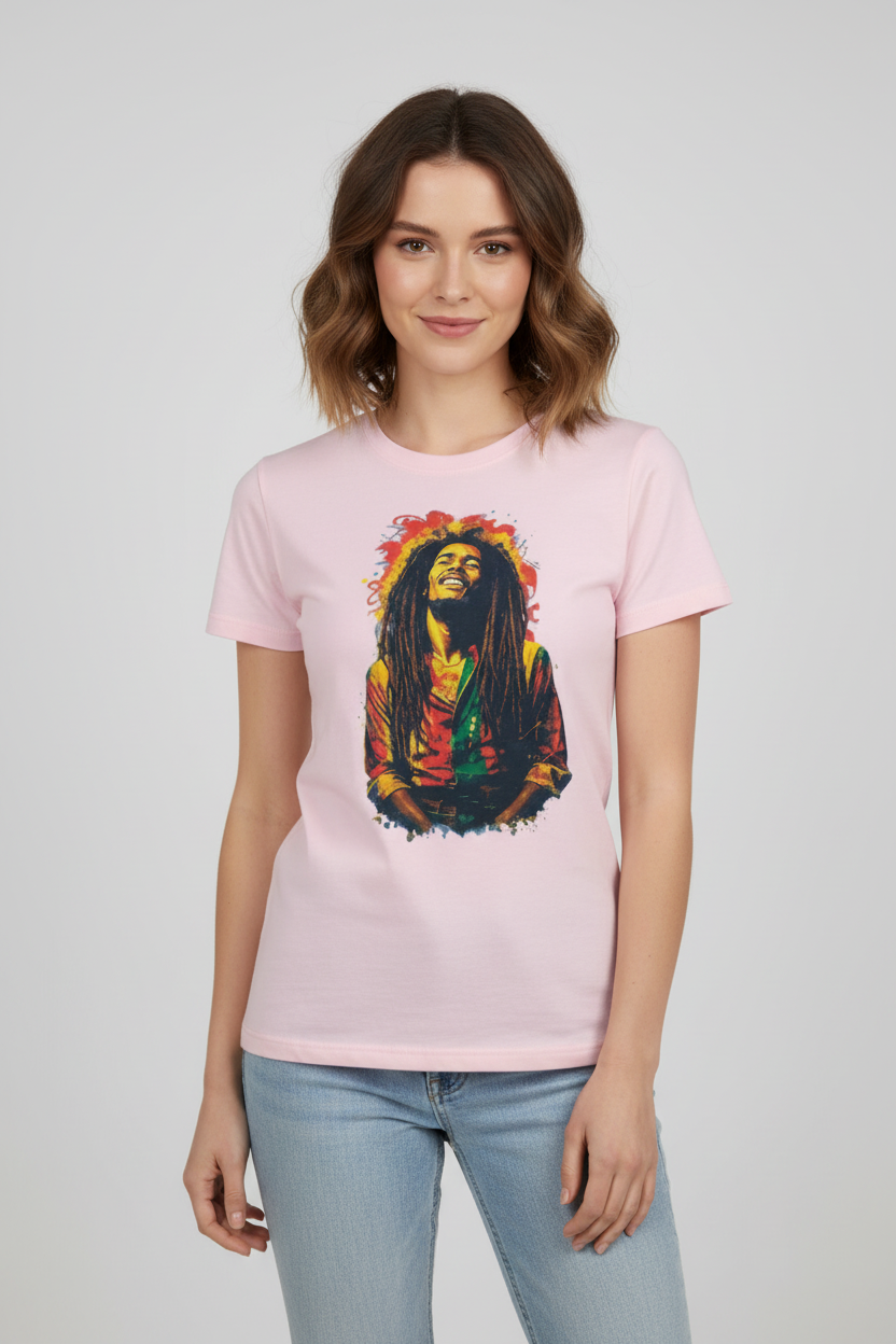 Camiseta Mujer Rosada Bob Marley