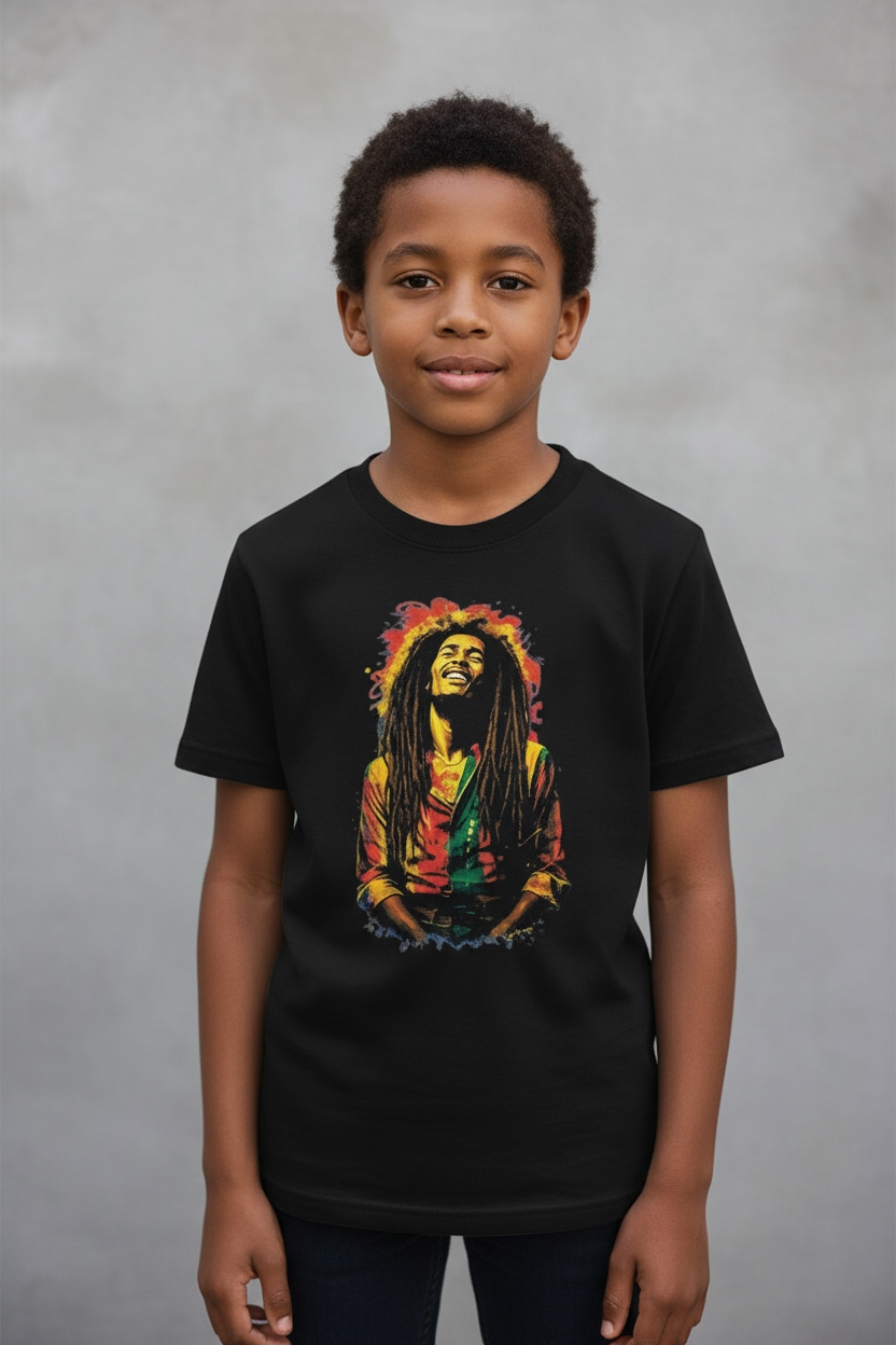 Camiseta Niños Negra Bob Marley