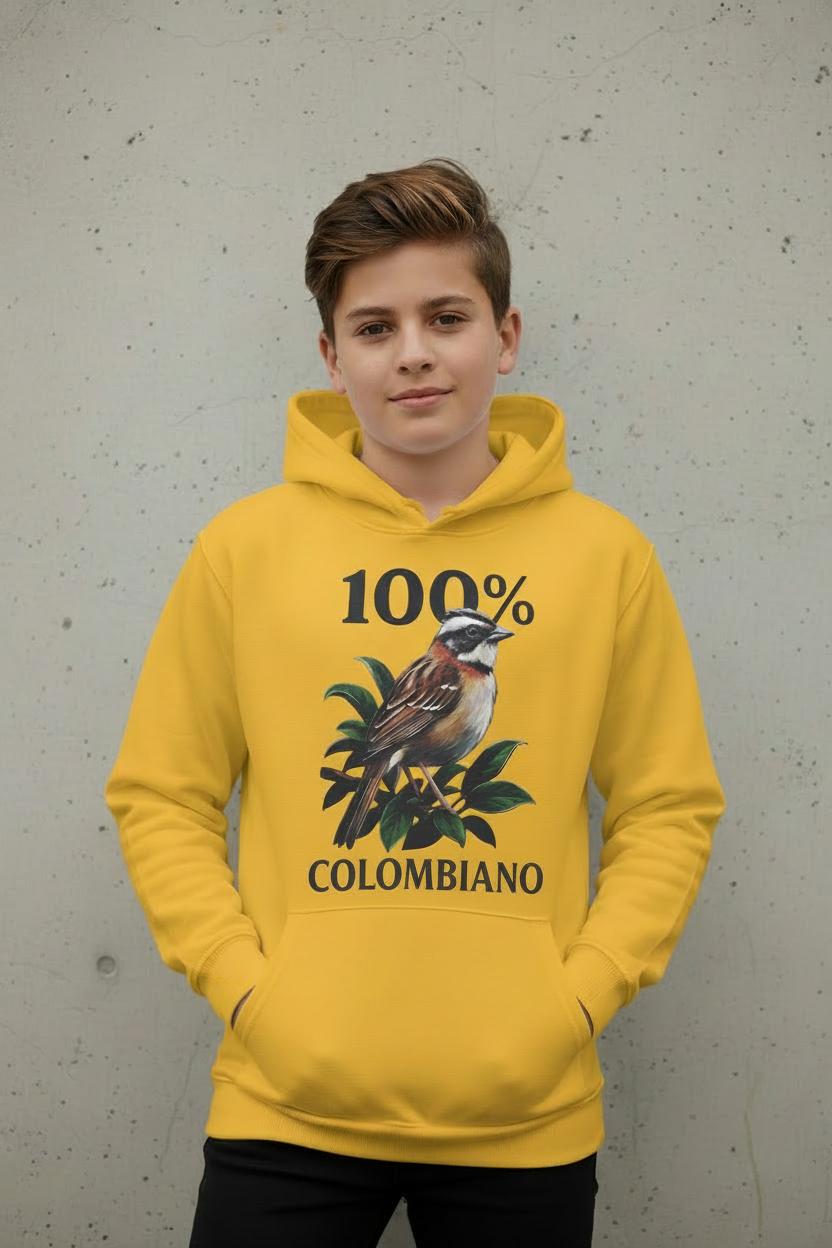Hoodie Niños 100% Colombiano Amarillo