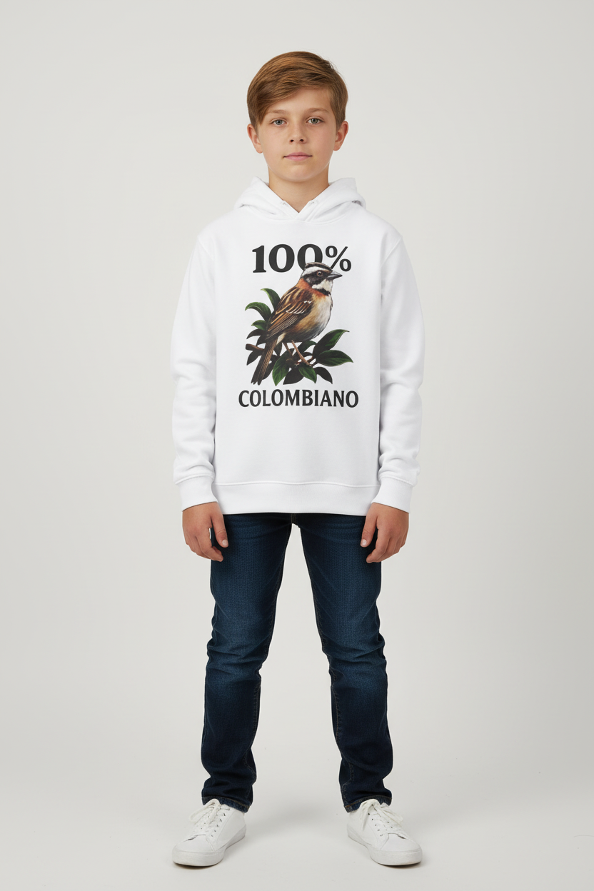 Hoodie Niños 100% Colombiano - Blanco