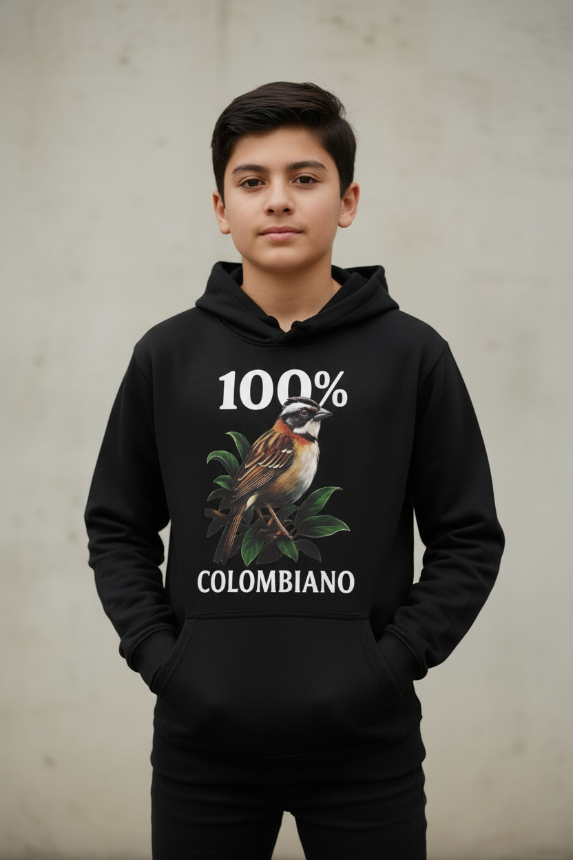 Hoodie Niños 100% Colombiano - Negro