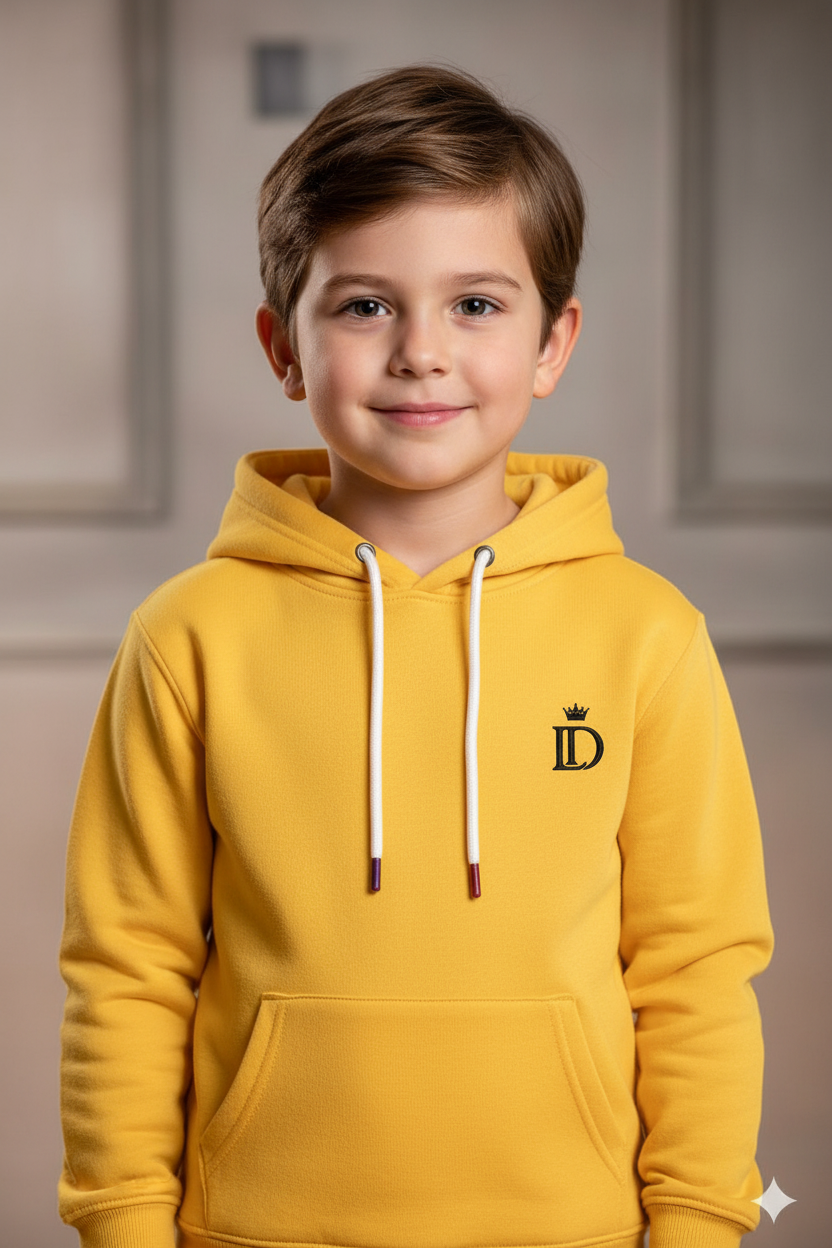 Hoodie niños frontal amarillo