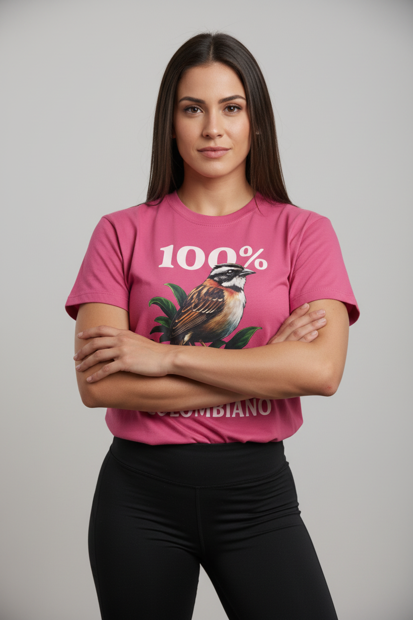 Camiseta Dama Copetón Colombiano color rosado