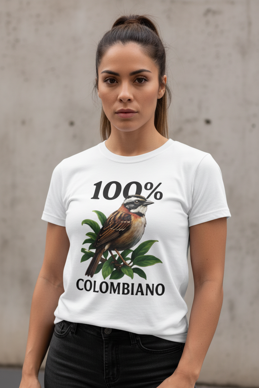 Camiseta Dama Copetón Colombiano color blanco