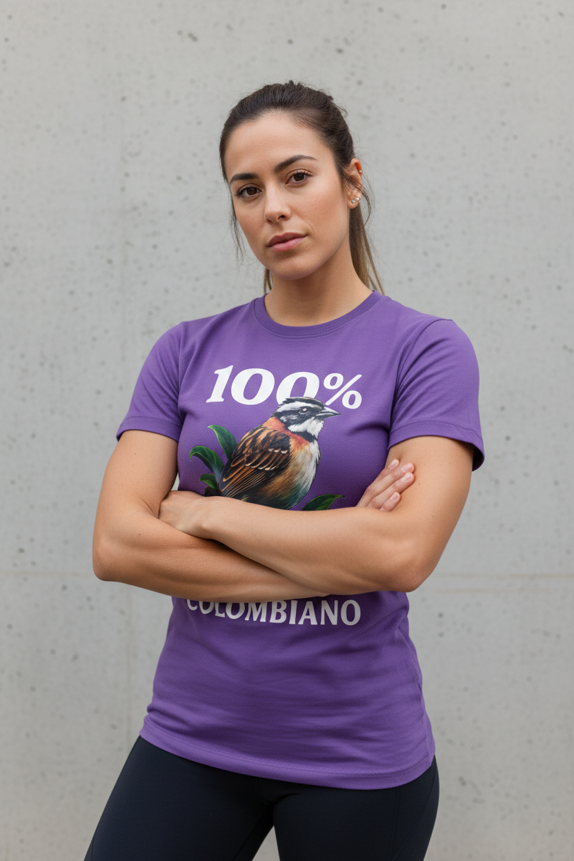 Camiseta Dama Copetón Colombiano color púrpura