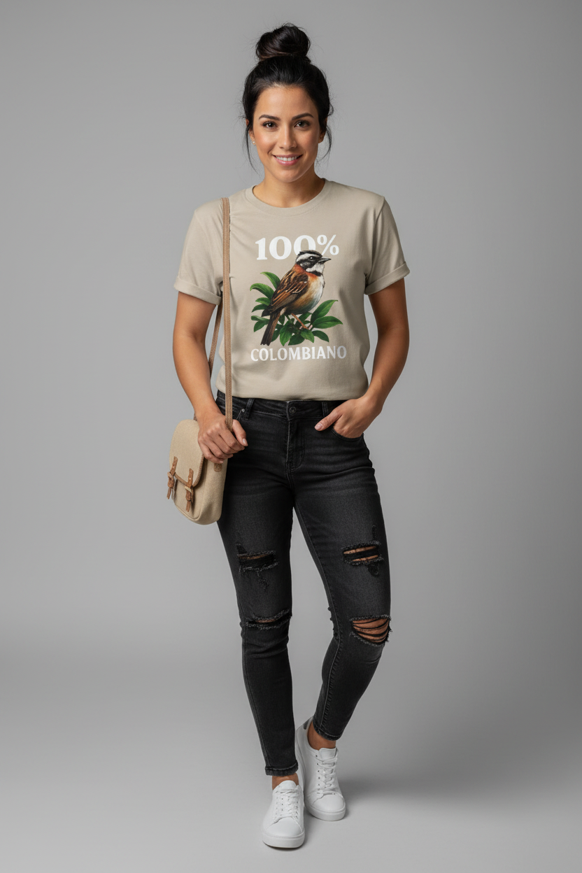 Camiseta Dama Copetón Colombiano color beige