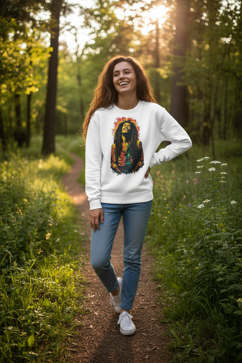Modelo Saco Cuello Redondo Bob Marley
