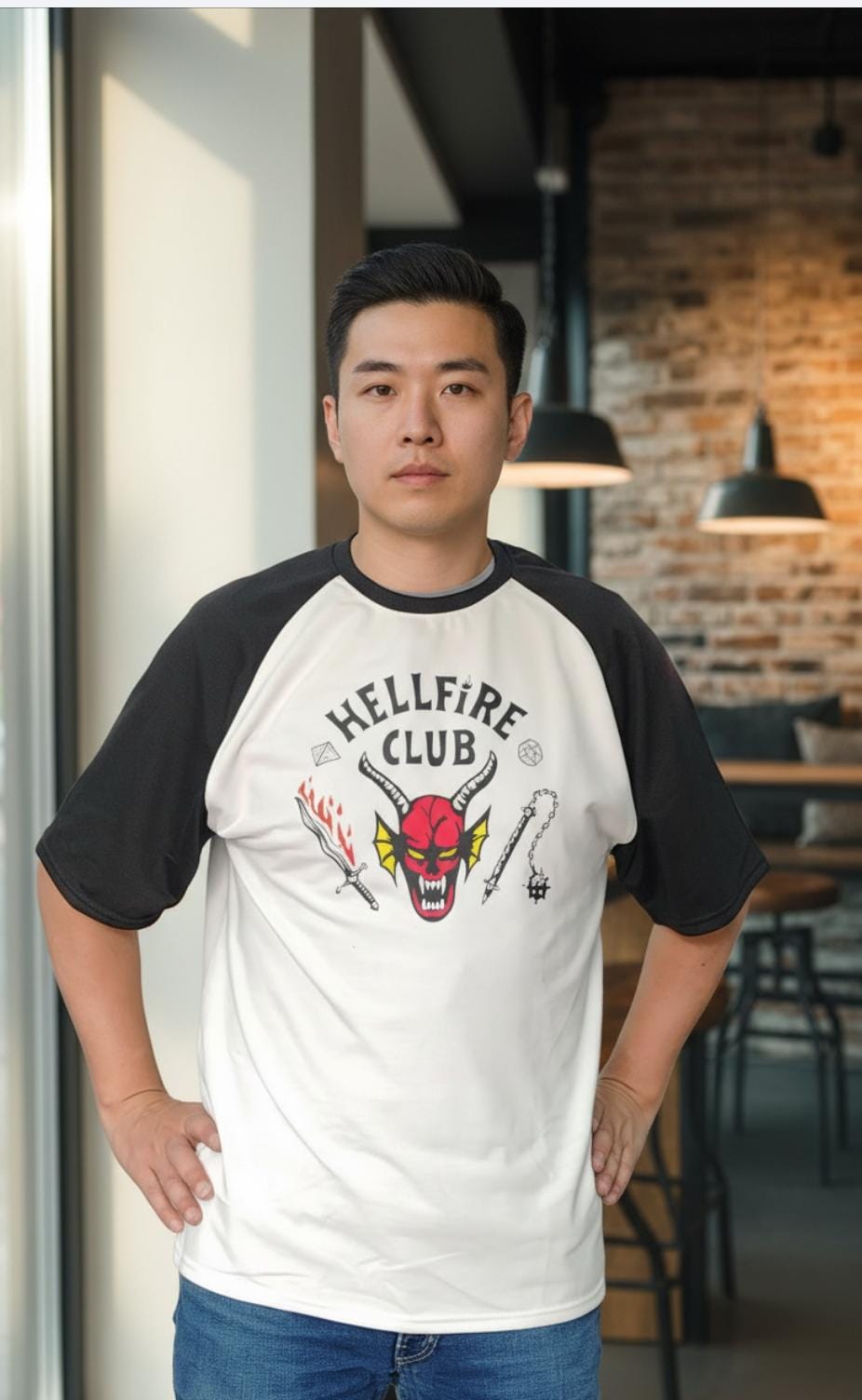 Camiseta Oversize Doble Color Hellfire Club – Dimensión Gato